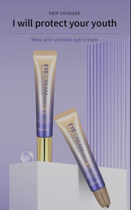 Crème anti-rides pour les yeux avec bille de massage, séchage rapide, hydratante, acide hyaluronique, sérum rafraîchissant pour les yeux, atténue les ridules