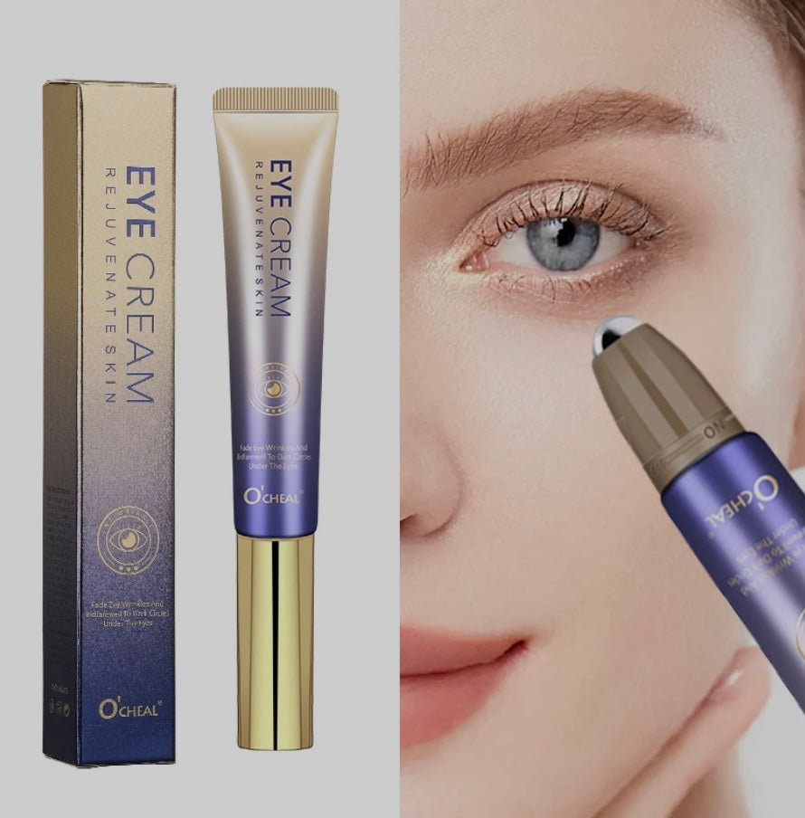 Crème anti-rides pour les yeux avec bille de massage, séchage rapide, hydratante, acide hyaluronique, sérum rafraîchissant pour les yeux, atténue les ridules