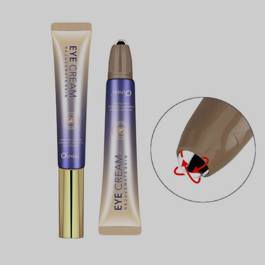 Crème anti-rides pour les yeux avec bille de massage, séchage rapide, hydratante, acide hyaluronique, sérum rafraîchissant pour les yeux, atténue les ridules