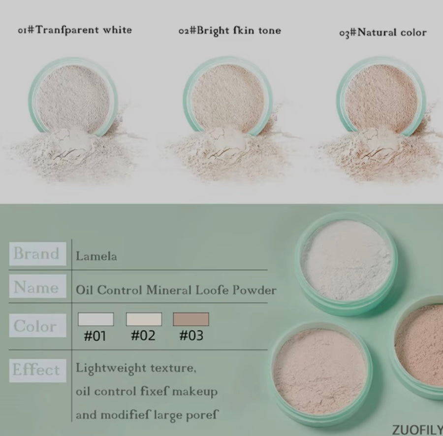 Poudre libre visage – 3 teintes, anti-huile, waterproof