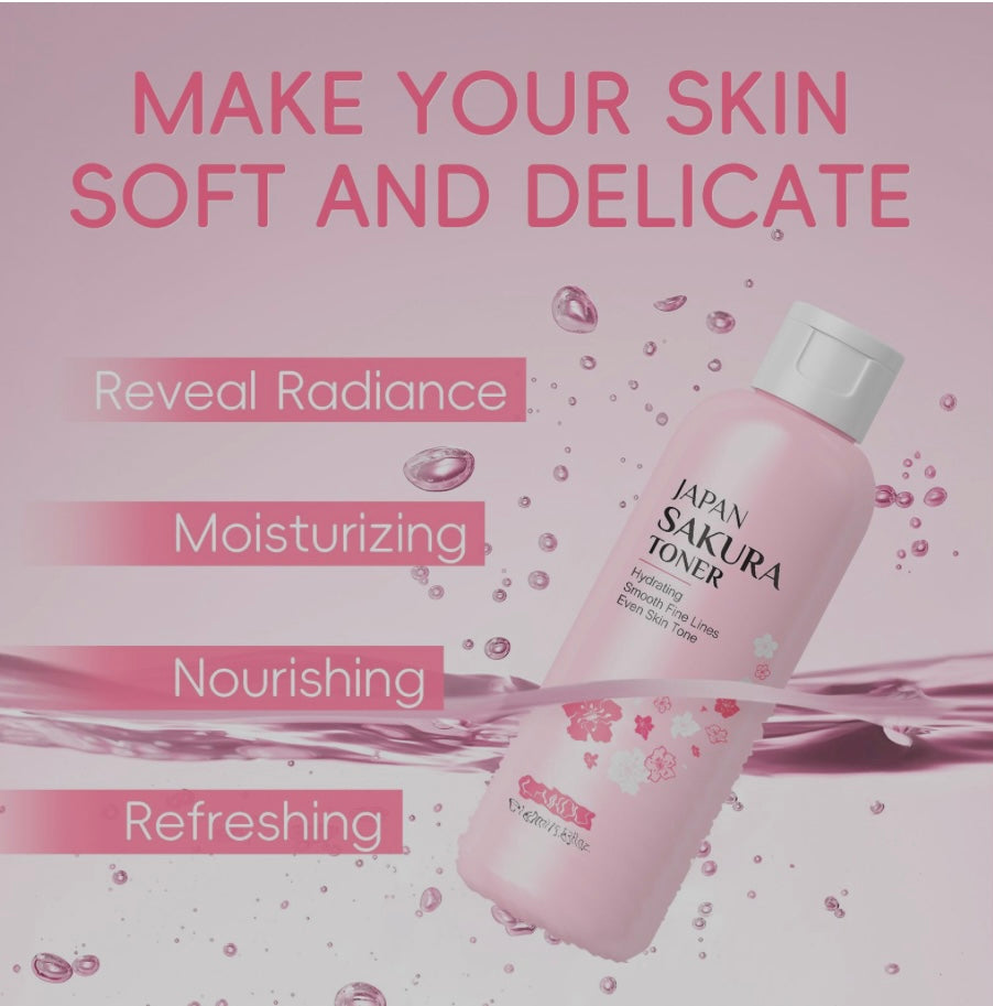 Démaquillant Infusé à la Fleur de Sakura Japonaise 100 ml Eau Nettoyante Profonde Extrait de Fleur de Cerisier Affinant les Pores Apaisant et Hydratant