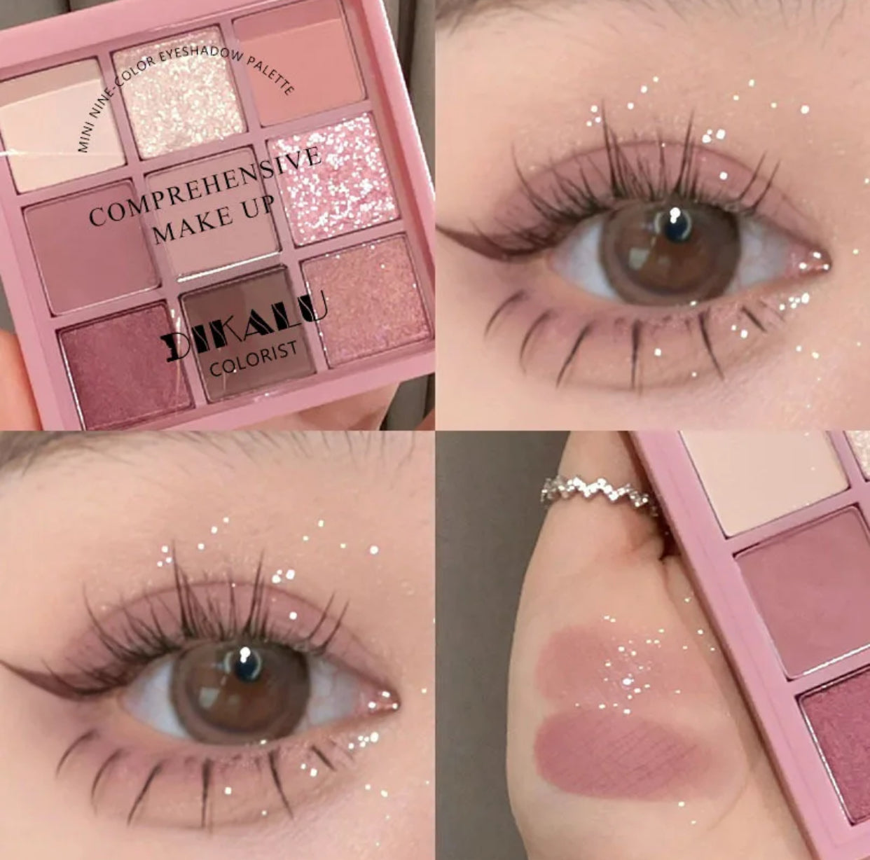 Palette de fards à paupières DIKALU – Nuances rosées et smoky
